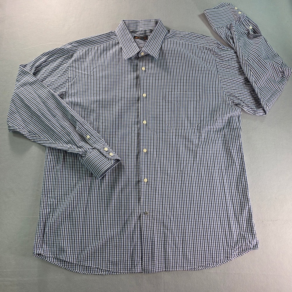 Ben Sherman Mens XL Gingham Button Down Shirt Blue 17-17.5 34-35 Preppy